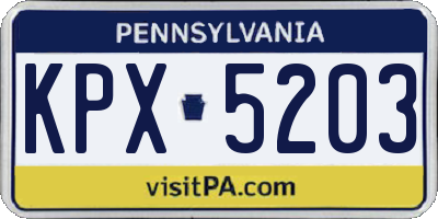 PA license plate KPX5203