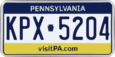 PA license plate KPX5204