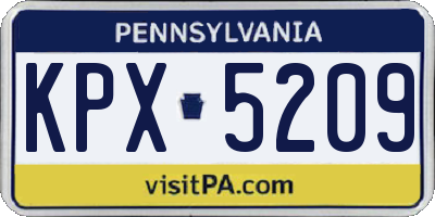 PA license plate KPX5209
