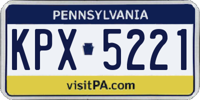 PA license plate KPX5221