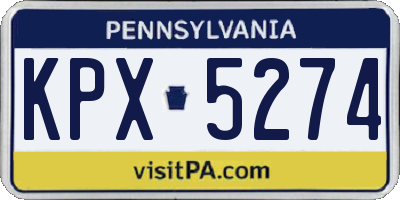 PA license plate KPX5274
