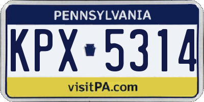 PA license plate KPX5314