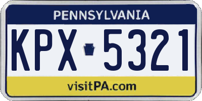PA license plate KPX5321