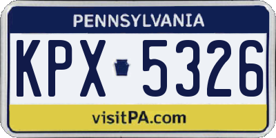 PA license plate KPX5326