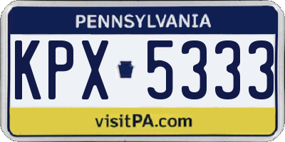 PA license plate KPX5333