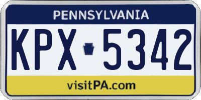 PA license plate KPX5342