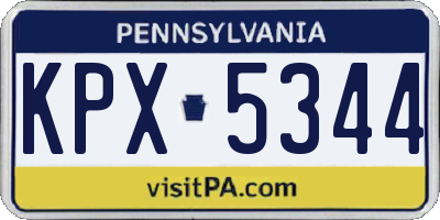 PA license plate KPX5344