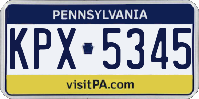PA license plate KPX5345