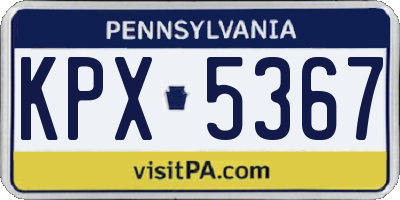 PA license plate KPX5367