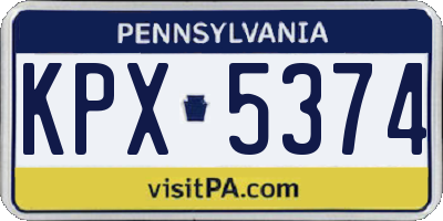 PA license plate KPX5374