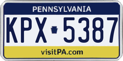 PA license plate KPX5387