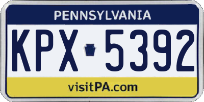 PA license plate KPX5392