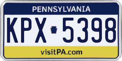 PA license plate KPX5398