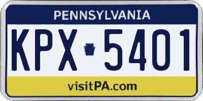 PA license plate KPX5401