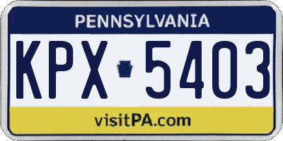 PA license plate KPX5403