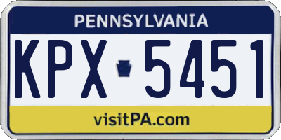 PA license plate KPX5451