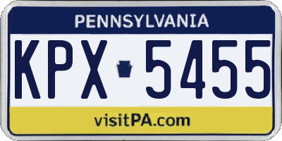 PA license plate KPX5455