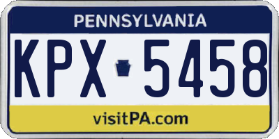 PA license plate KPX5458