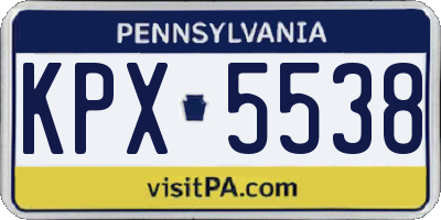 PA license plate KPX5538