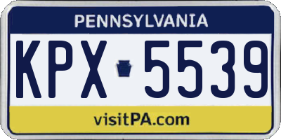 PA license plate KPX5539