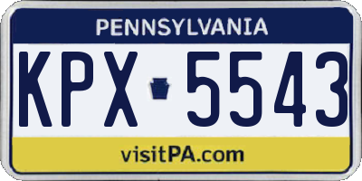 PA license plate KPX5543