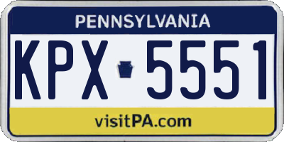 PA license plate KPX5551