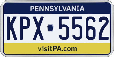 PA license plate KPX5562