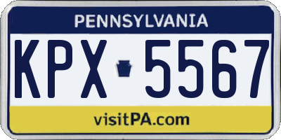 PA license plate KPX5567