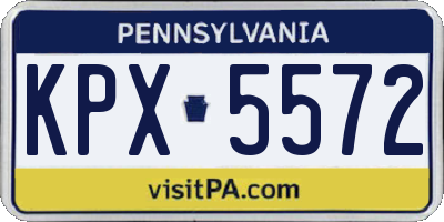 PA license plate KPX5572