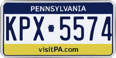 PA license plate KPX5574