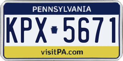 PA license plate KPX5671