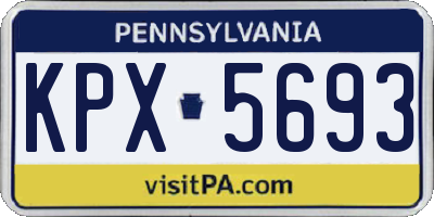 PA license plate KPX5693