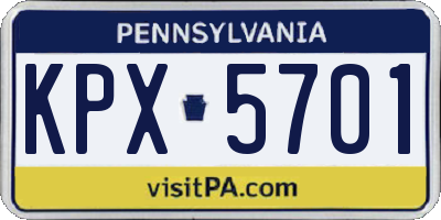 PA license plate KPX5701