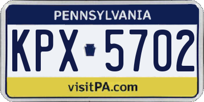 PA license plate KPX5702