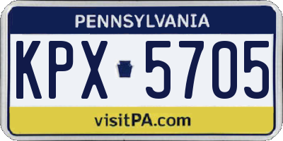PA license plate KPX5705