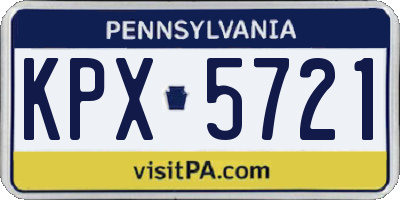 PA license plate KPX5721