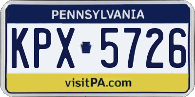 PA license plate KPX5726