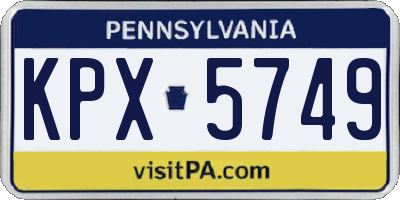 PA license plate KPX5749