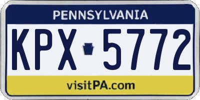 PA license plate KPX5772