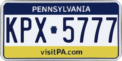 PA license plate KPX5777