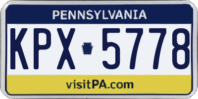 PA license plate KPX5778