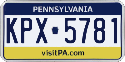 PA license plate KPX5781