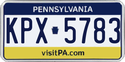 PA license plate KPX5783