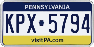 PA license plate KPX5794
