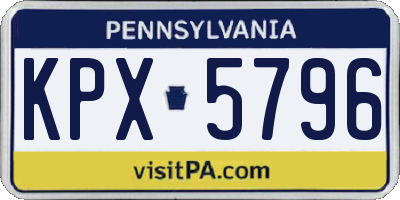 PA license plate KPX5796