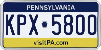PA license plate KPX5800