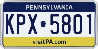 PA license plate KPX5801