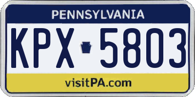 PA license plate KPX5803