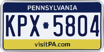 PA license plate KPX5804
