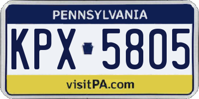 PA license plate KPX5805